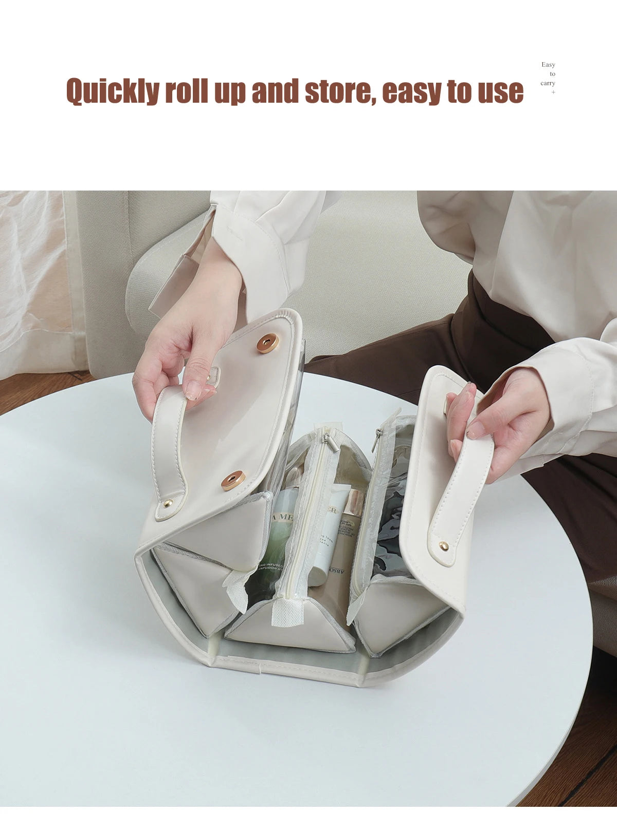 50% OFF Foldable Leather Waterproof Cosmetic Bag