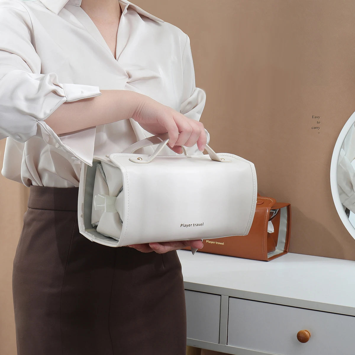 50% OFF Foldable Leather Waterproof Cosmetic Bag
